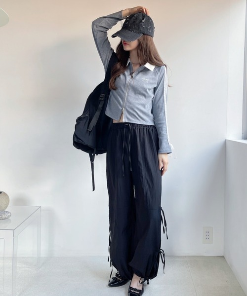 Ada. ジャージ レースデザイン 襟付き トラックジャケット