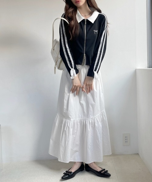 Ada. ジャージ レースデザイン 襟付き トラックジャケット