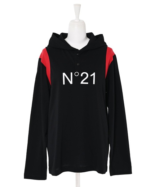 パーカー 「N°21」 フードロングTシャツ レディース