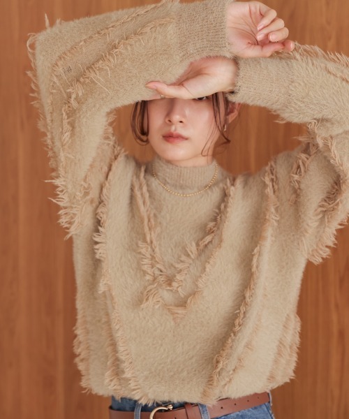BAB ニット セーター シャギーフリンジニット レディース