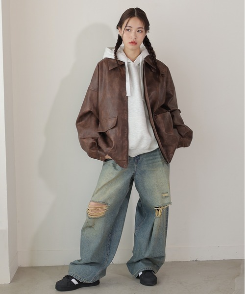 L.G.B スウェット BAYFLOW トレーナー スウェット ハーフZIPショートプルオーバー