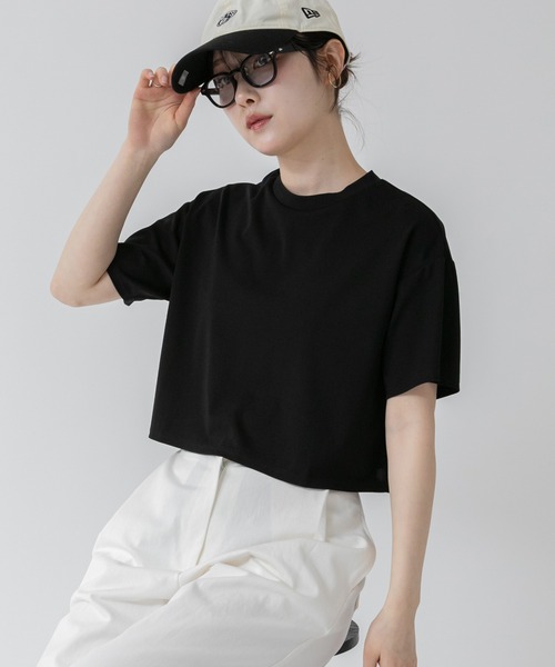 HEILIS tシャツ クルーネックベーシッククロップドTシャツ