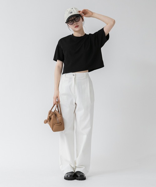 HEILIS tシャツ クルーネックベーシッククロップドTシャツ