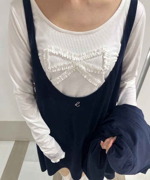 tシャツ FRILL RIBBON TEE/フリルリボンTシャツ レディース