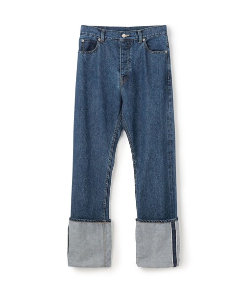 ジーンズ デニム デニムパンツ ヴィンテージブルーデニム ロングヘムパンツ レディース