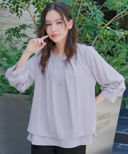 Tiaclasse ブラウス シャツ つまみタック袖レイヤードブラウス