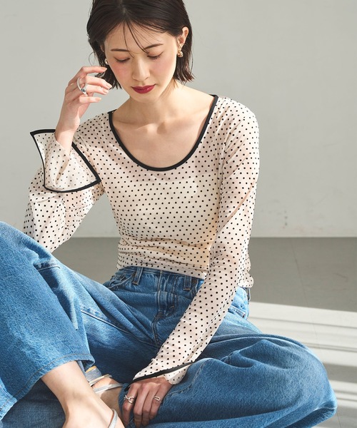 トップス tokiwa meilmada tシャツ 2wayフロッキードットシアートップス