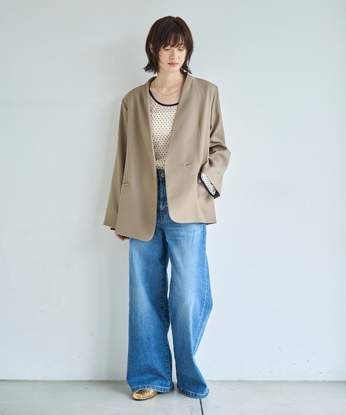 meilmada tシャツ 2wayフロッキードットシアートップス