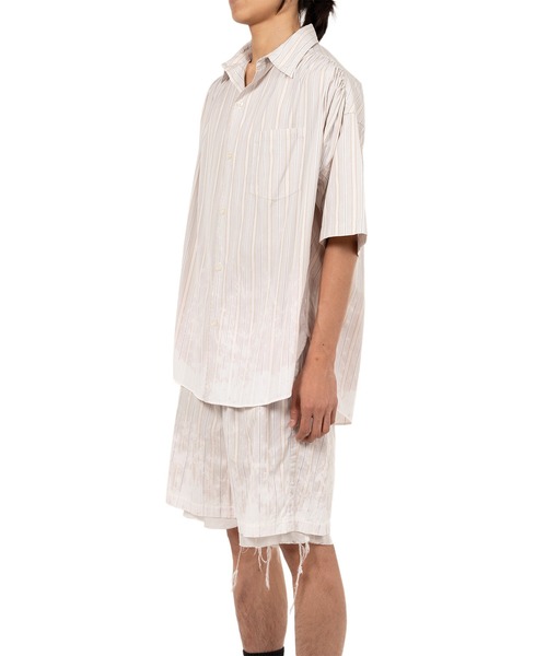 KAMIYA シャツ Bleached Stripe S/S Shirt メンズ : ZOZOTOWN