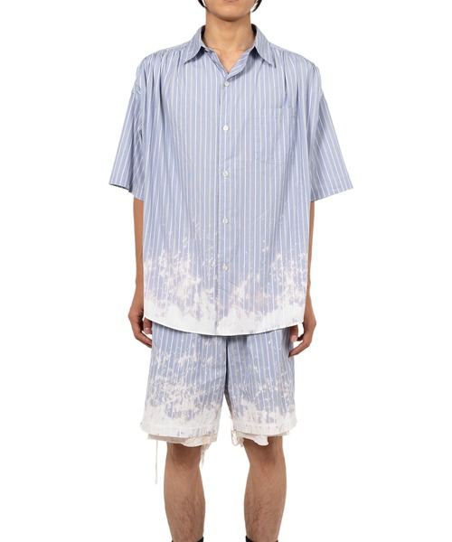 KAMIYA シャツ Bleached Stripe S/S Shirt メンズ : ZOZOTOWN