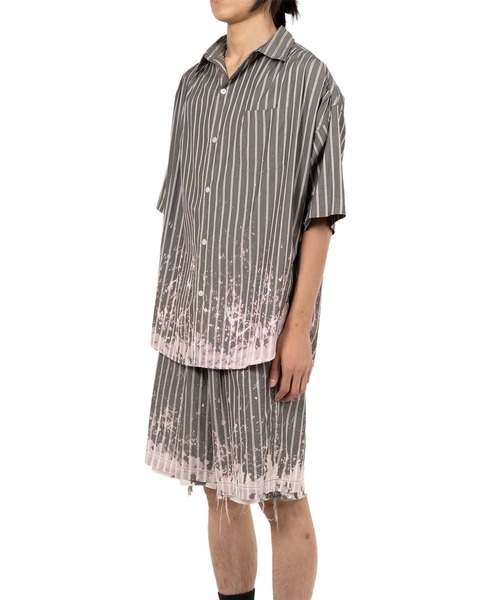 みゆきち KAMIYA シャツ Bleached Stripe S/S Shirt メンズ : ZOZOTOWN