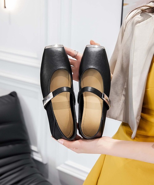 shoes365 パンプス 「shoes 365」スクエアトゥメリージェーンシューズ