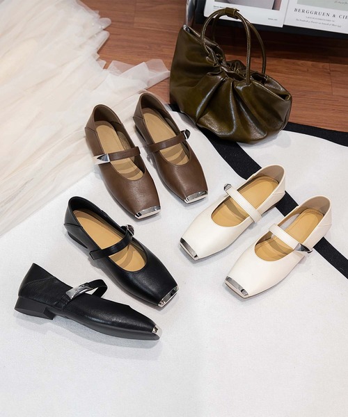 shoes365 パンプス 「shoes 365」スクエアトゥメリージェーンシューズ