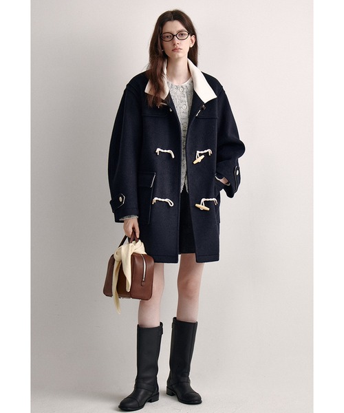 Fano studios ダッフルコート ボアフード付き チェック柄 ダッフルコート FD24W345【Fano Studios