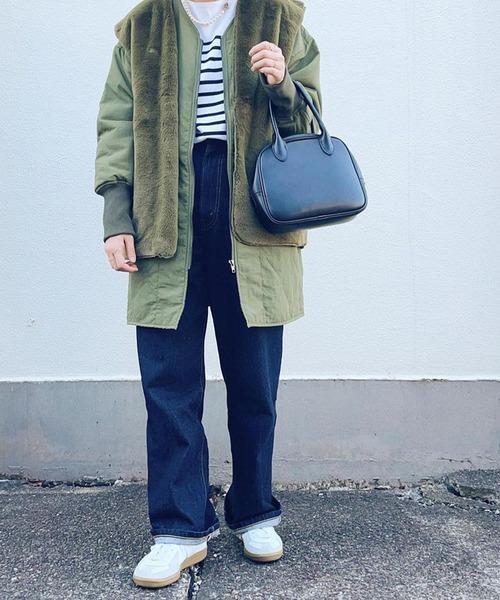 「Chaco closet」 ノーカラーコート FREE カーキ レディース_画像3