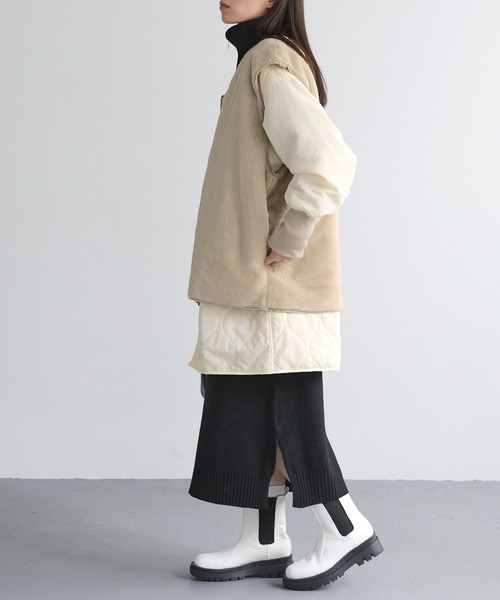 「Chaco closet」 ノーカラーコート FREE カーキ レディース_画像7