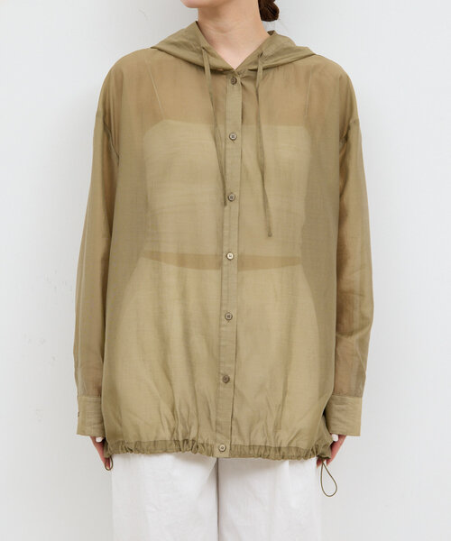 GALLARDAGALANTE ブラウス シャツ シアーフーディーシャツ