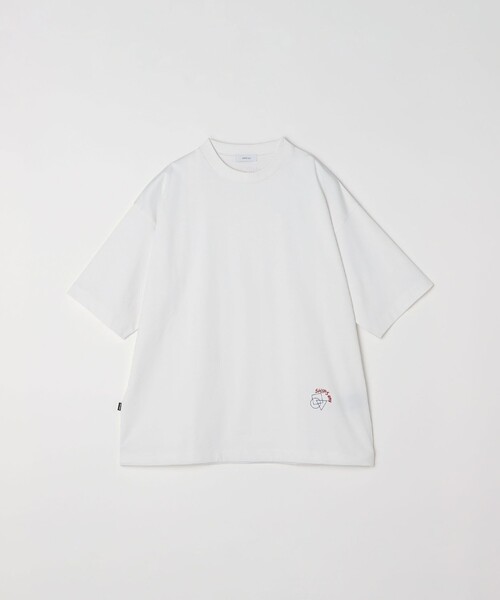 メンズ 刺繍ロゴ オーガニック Tシャツ 白 294 SHIPS any tシャツ any: オーガニック コットン ワンポイント