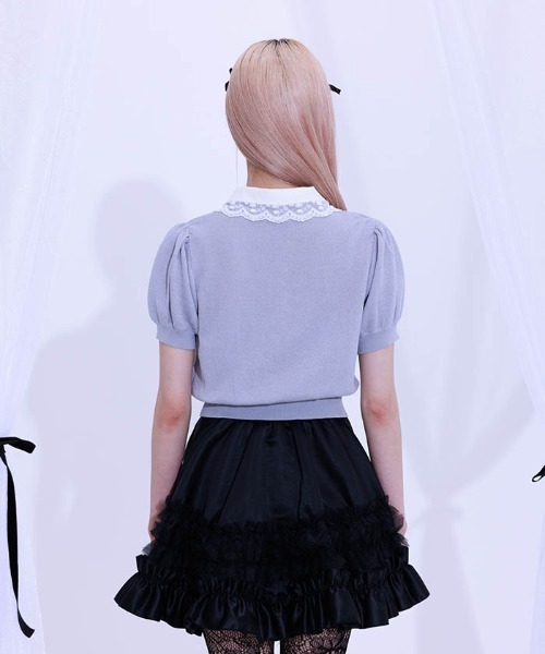 Fickle Bebe（フィクルベベ） tシャツ ジャガードロゴレースニット 