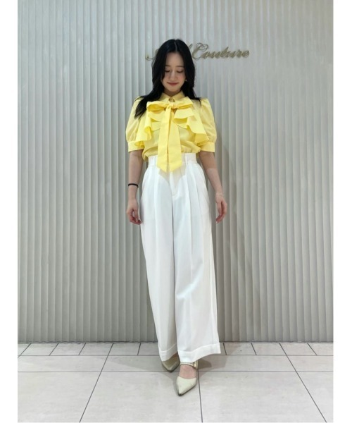 AND COUTURE ブラウス シャツ ビジューボタンフリルブラウス