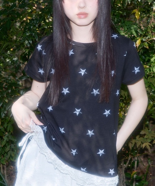 tシャツ FANCY CLUB／レーススターレイヤードＴEE レディース
