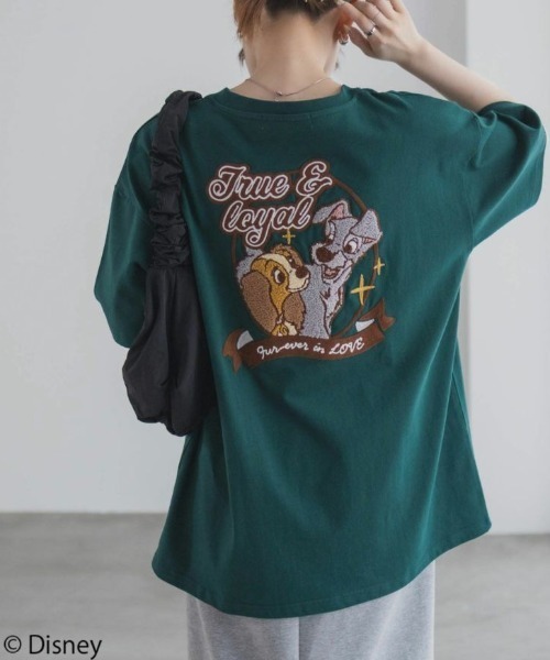むちゃちゃ　わんわん物語　レディ Tシャツ　1サイズ Disney tシャツ わんわん物語 レディー＆トランプ / サガラ刺繍T