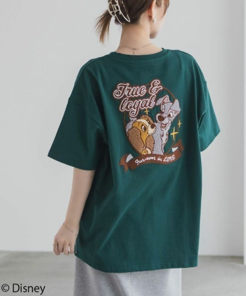 90s わんわん物語 刺繍 シャツ レディ トランプ Disney tシャツ わんわん物語 レディー＆トランプ / サガラ刺繍T