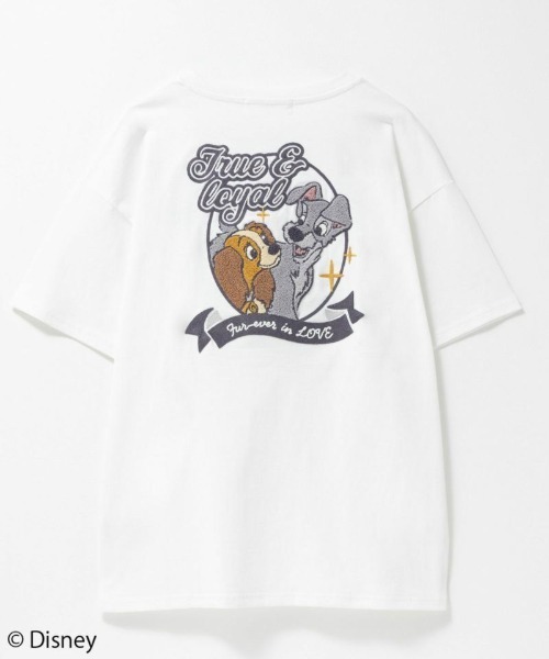 【Disney】わんわん物語 刺繍 半袖 コットン Tシャツ 新品 わんわん物語 Tシャツ トランプ 刺繍 半袖 メンズ ワンワン