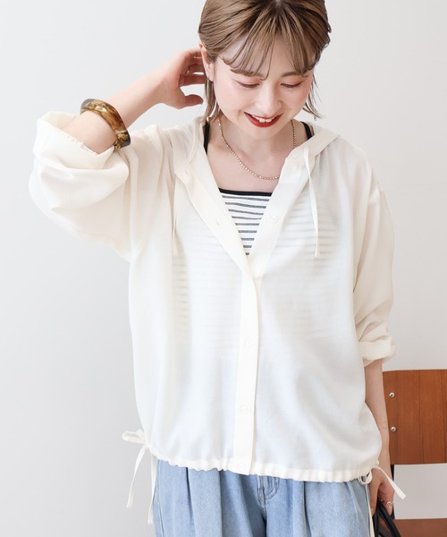 AMERICAN HOLIC ブラウス シャツ シアーフーディーシャツ