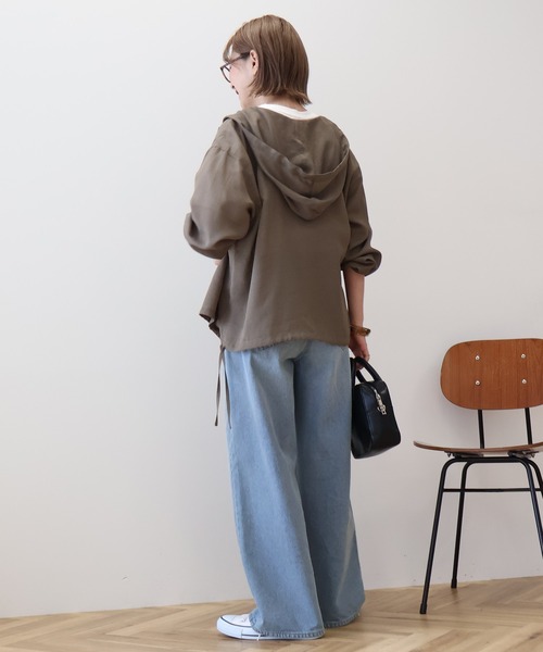 ブラウス シャツ コットンシルクシアーフーディシャツ レディース AMERICAN HOLIC ブラウス シャツ シアーフーディーシャツ