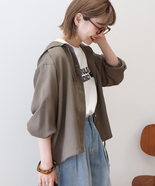 AMERICAN HOLIC ブラウス シャツ シアーフーディーシャツ