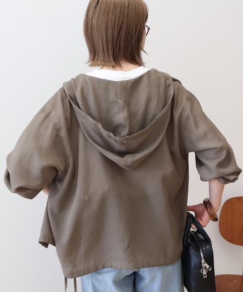 ブラウス シャツ コットンシルクシアーフーディシャツ レディース AMERICAN HOLIC ブラウス シャツ シアーフーディーシャツ