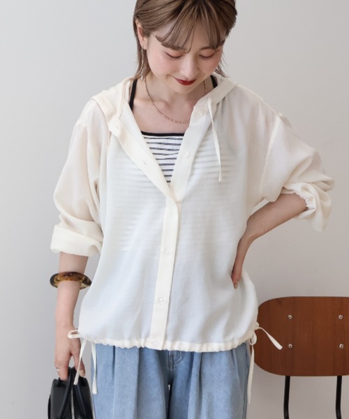 AMERICAN HOLIC ブラウス シャツ シアーフーディーシャツ