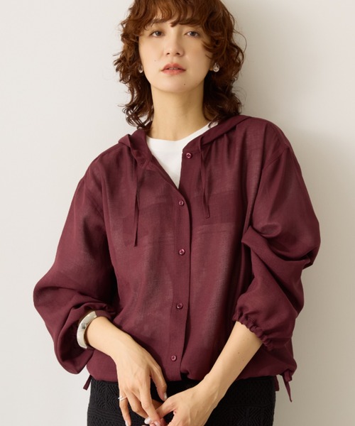 ブラウス シャツ コットンシルクシアーフーディシャツ レディース AMERICAN HOLIC ブラウス シャツ シアーフーディーシャツ