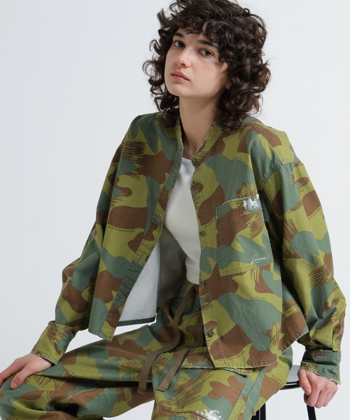 ブラウス シャツ CAMOUFLAGE SHORT SHIRTS/カモフラージュショートシャツ レディース