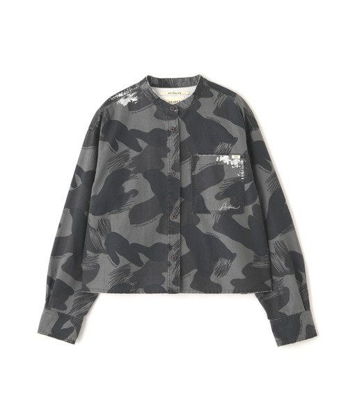 【迷彩】AVIREX レザージャケット L カモフラ シャツジャケット AVIREX ブラウス シャツ CAMOUFLAGE SHORT SHIRTS