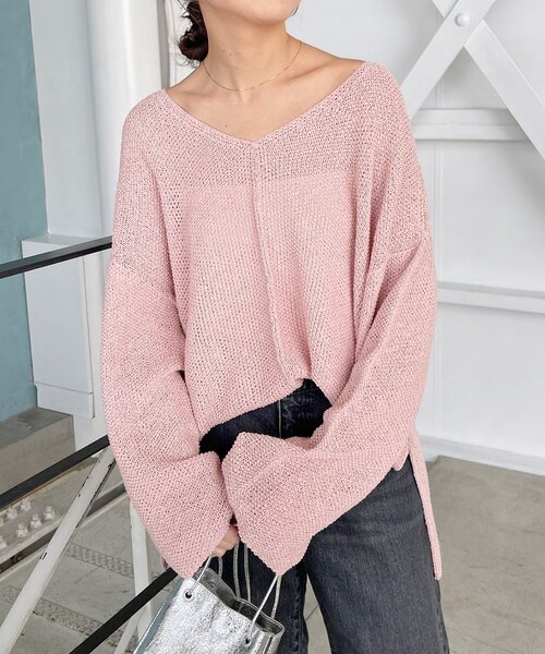 「Spick & Span」 Vネックニット FREE ピンク系その他 レディース