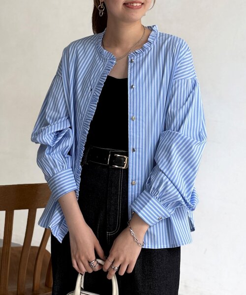 Chez toi（シェトワ） ブラウス シャツ 襟フリルシャツ レディース