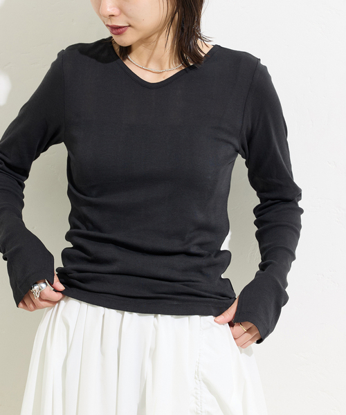 tシャツ 別注「MILLER/ミラー」 for JOURNAL STANDARD VネックリブL/S T レディース