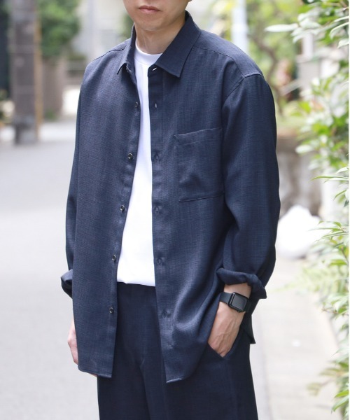 BACK NUMBER シャツ 「BACK NUMBER」リネンライクレギュラーカラー