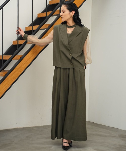 GIRL DRESS FOR NOW パンツドレス テーラードジレ シアー