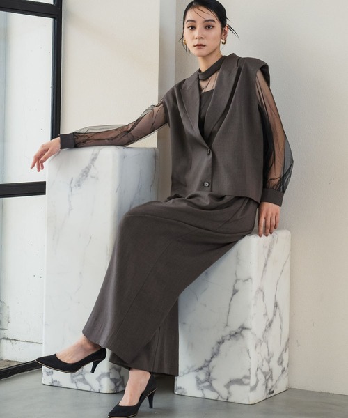 GIRL DRESS FOR NOW パンツドレス テーラードジレ シアー