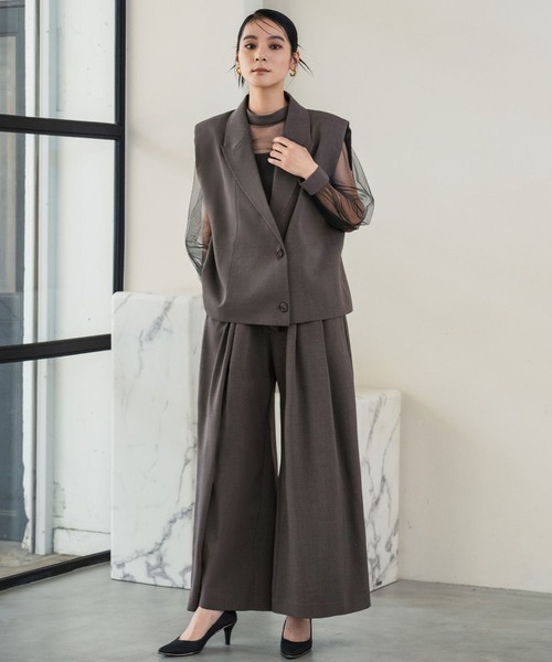 GIRL DRESS FOR NOW パンツドレス テーラードジレ シアー