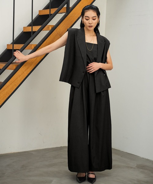 GIRL DRESS FOR NOW パンツドレス テーラードジレ シアー