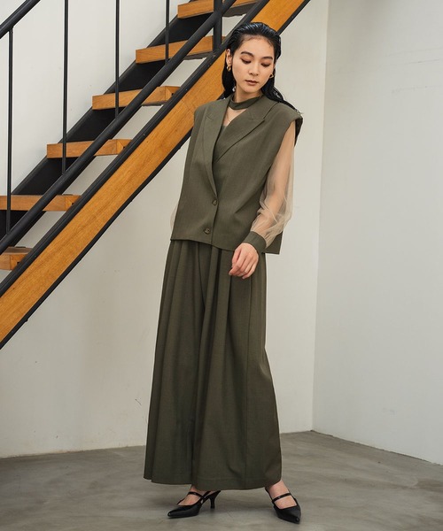 GIRL DRESS FOR NOW パンツドレス テーラードジレ シアー