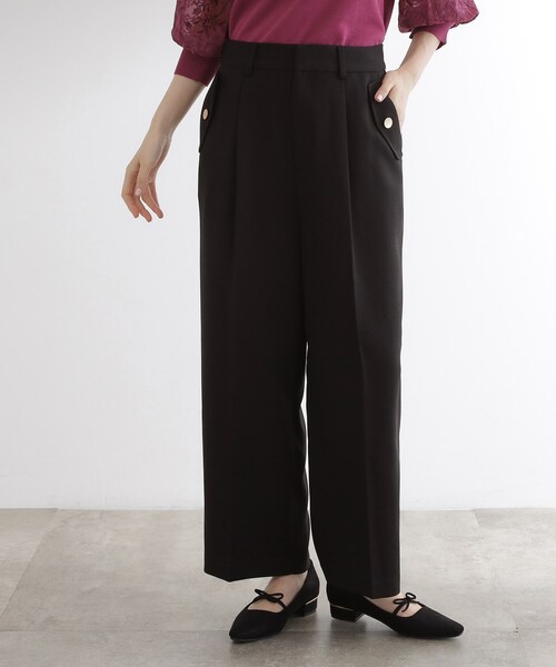 フラップ付ワイドパンツ NO ID. パンツ フラップZIPワイドパンツ