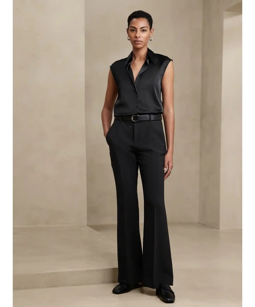 「BANANA REPUBLIC FACTORY STORE」 ノースリーブシャツ L ブラック レディース
