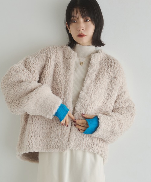 hunch（ハンチ） ノーカラーコート コート ノーカラー ファーコート