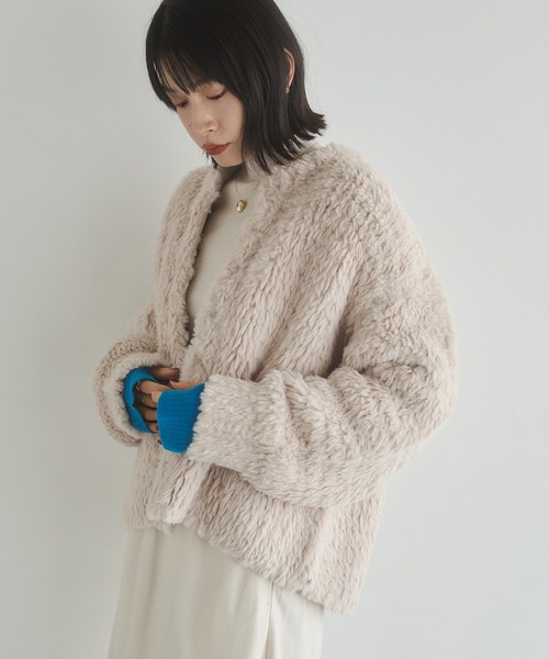 hunch（ハンチ） ノーカラーコート コート ノーカラー ファーコート