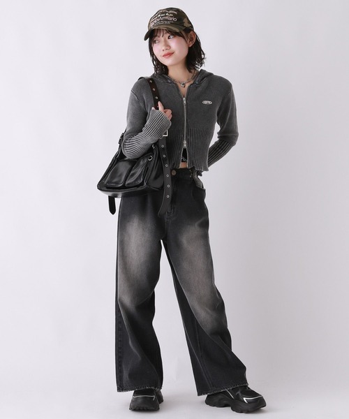 「repipi armario」 「KIDS」ニットパーカー LARGE チャコールグレー キッズ_画像5